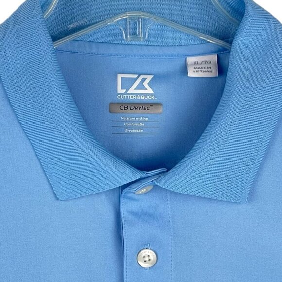 Cutter & Buck CB Drytec Men's Shirt Blue Size XL Short Sleeve Golf Polo - Picture 3 of 12